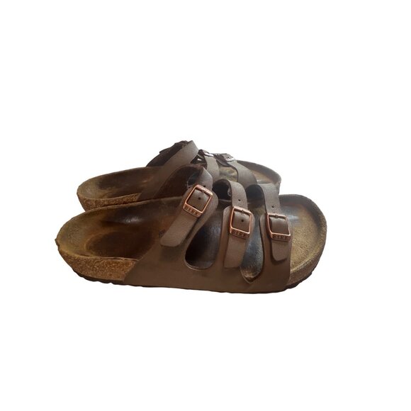 Birkenstock Florida Womens Size 40 8 Leather Sandals Brown Leather 3 Strap Birks - Picture 3 of 6